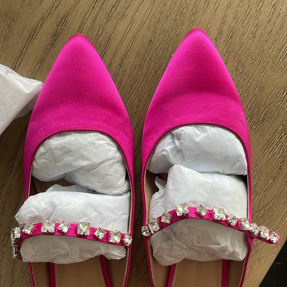 Banana Republic Pink Satin Embellished Strap Mule - Like New In Box - Picture 8 of 17